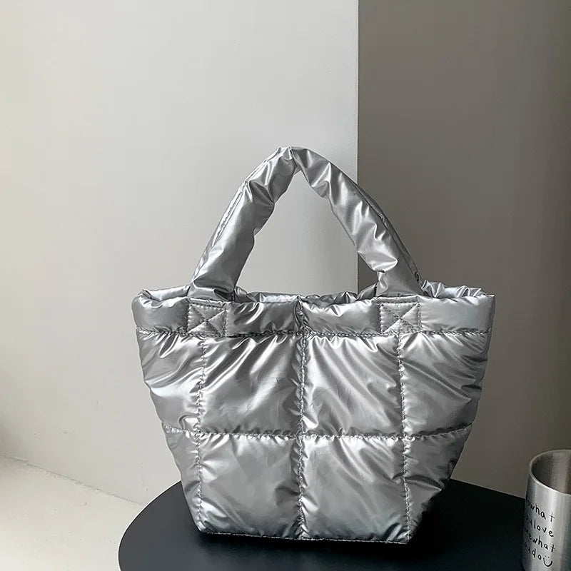 Korean Minority Designer Fashion Down Shopping Bag Solid All-match Large Capacity Casual Commuter Purses Clutch Chic Bolsas