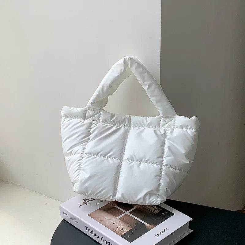 Korean Minority Designer Fashion Down Shopping Bag Solid All-match Large Capacity Casual Commuter Purses Clutch Chic Bolsas