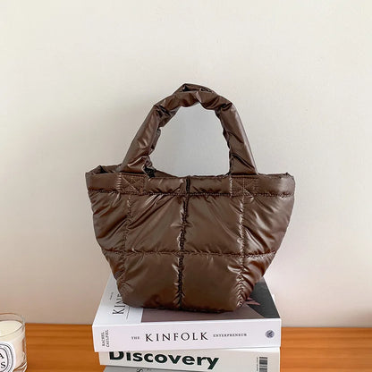 Korean Minority Designer Fashion Down Shopping Bag Solid All-match Large Capacity Casual Commuter Purses Clutch Chic Bolsas