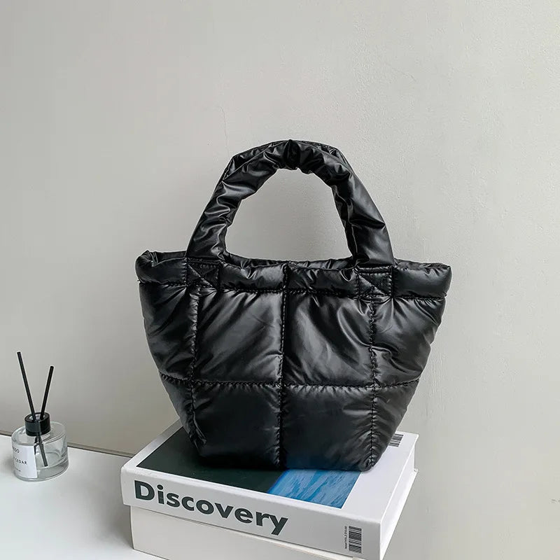 Korean Minority Designer Fashion Down Shopping Bag Solid All-match Large Capacity Casual Commuter Purses Clutch Chic Bolsas