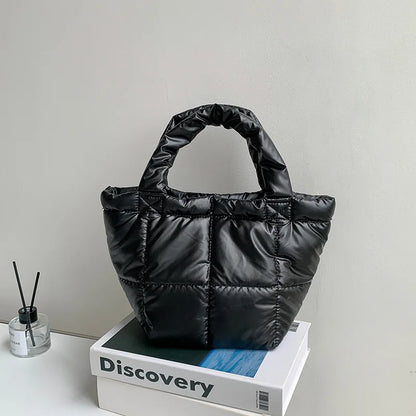 Korean Minority Designer Fashion Down Shopping Bag Solid All-match Large Capacity Casual Commuter Purses Clutch Chic Bolsas