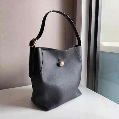 Korean Minority Designer Luxury Cowhide Handbags Large Capacity Single Shoulder Bucket Bag Casual Commuter All-match Tote Purses