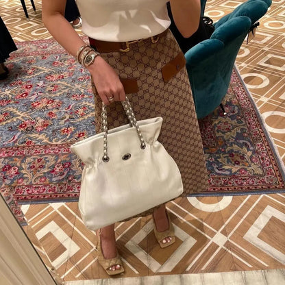 Korean New Fashion Large Capacity Chains Shoulder Bags Autumn Winter All-match Portable Tote Bag 2024 New Luxury Handbags Female