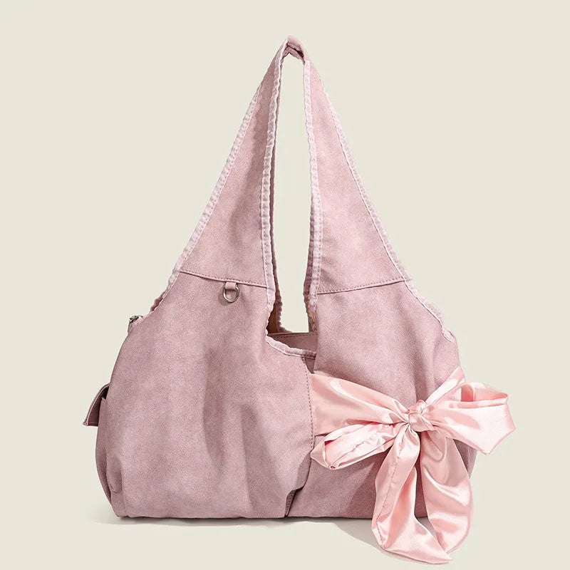 Korean Niche Design Street Bow Decoration Women Totes Casual All-match Large Capacity Shoulder Bags 2024 New Chic Handbags