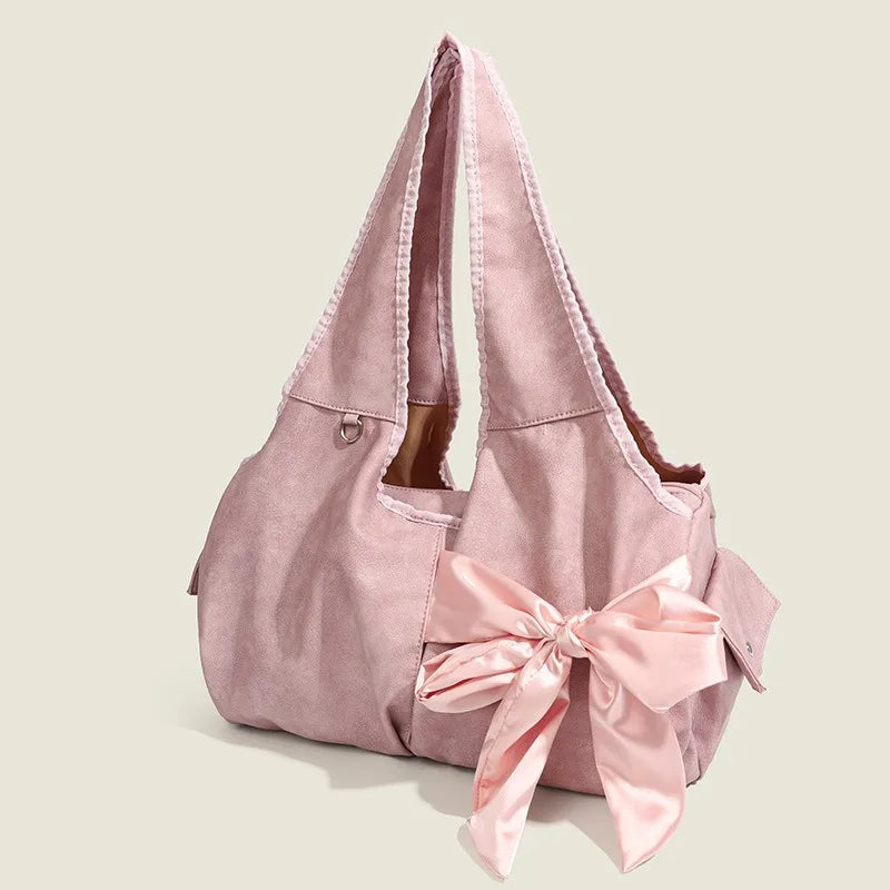 Korean Niche Design Street Bow Decoration Women Totes Casual All-match Large Capacity Shoulder Bags 2024 New Chic Handbags
