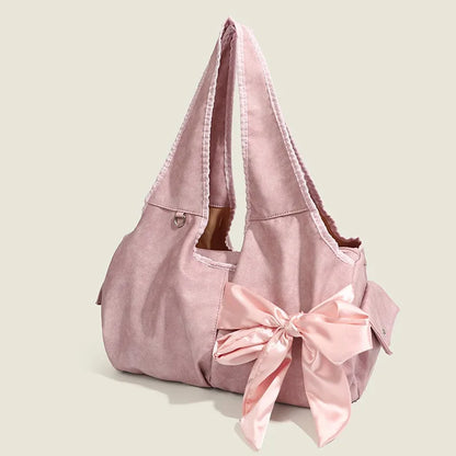 Korean Niche Design Street Bow Decoration Women Totes Casual All-match Large Capacity Shoulder Bags 2024 New Chic Handbags