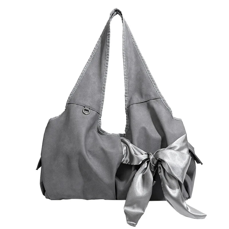 Korean Niche Design Street Bow Decoration Women Totes Casual All-match Large Capacity Shoulder Bags 2024 New Chic Handbags