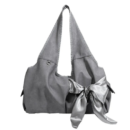 Korean Niche Design Street Bow Decoration Women Totes Casual All-match Large Capacity Shoulder Bags 2024 New Chic Handbags