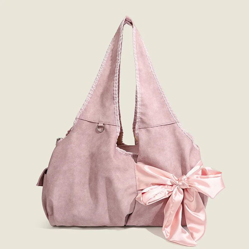 Korean Niche Design Street Bow Decoration Women Totes Casual All-match Large Capacity Shoulder Bags 2024 New Chic Handbags