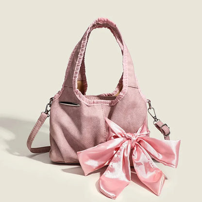 Korean Niche Design Street Bow Decoration Women Totes Casual All-match Large Capacity Shoulder Bags 2024 New Chic Handbags