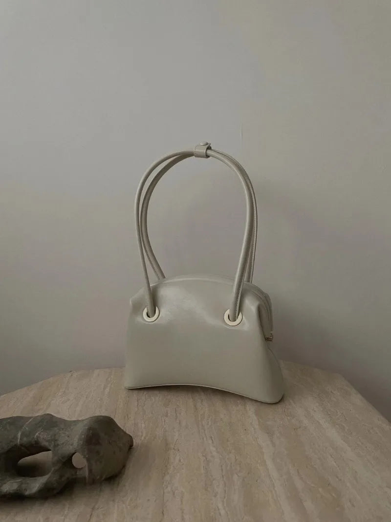 Korean Niche Design Underarm Bag Vintage Oil Wax Cowhide Shoulder Bags Large Capacity Commuter Handbags Female Luxury Bolsos