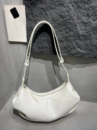 Korean Niche Designer Cowhide Underarm Bag Solid All-match Zipper Hobos Women Commuter All-match Elegant Bolsas Mujer Chic Purse