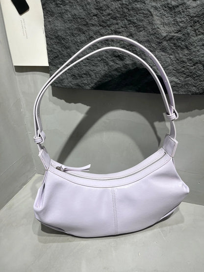 Korean Niche Designer Cowhide Underarm Bag Solid All-match Zipper Hobos Women Commuter All-match Elegant Bolsas Mujer Chic Purse