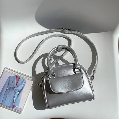 Korean Niche Vintage Boston Bag Mini Portable Smalll Square Bag Solid All-match Casual Commuter Purseslarge Capacity PU Pouch