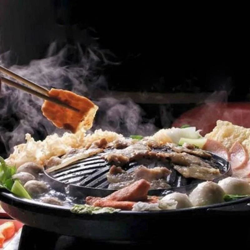 Korean Round BBQ Grill Pans Hotpot Shabu One Pot Smokeless  Barbecue Grill Hotpot Non Stick Aluminum Kitchen Cooking Tools