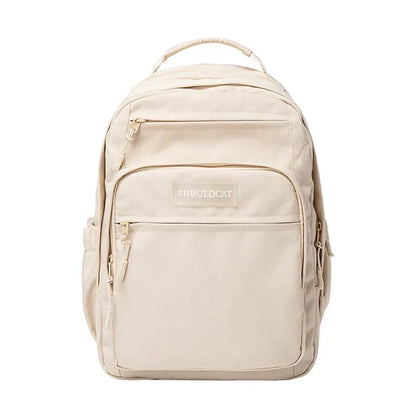 Korean Simple Fashion Backpack Men and Women Travel Solid Color Polyester Waterproof Student Schoolbag Laptop Bag High Quality