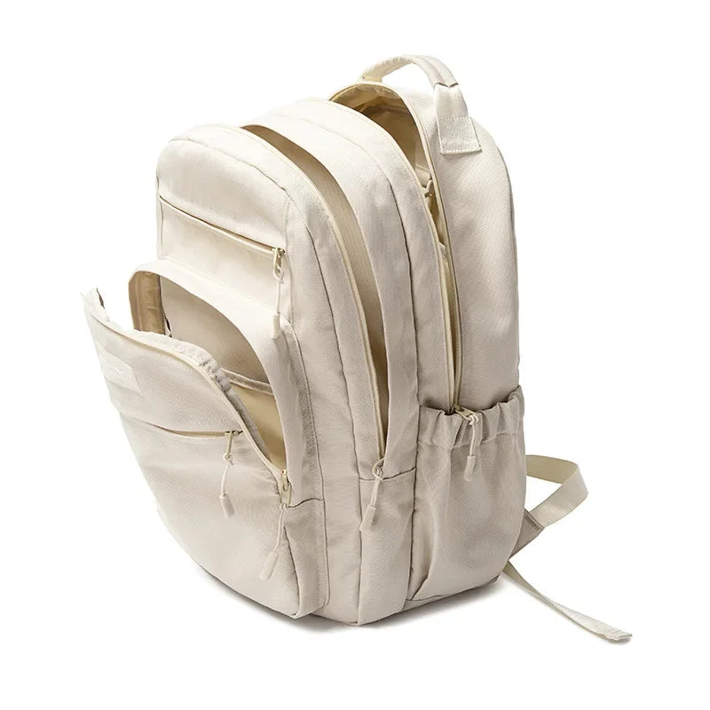 Korean Simple Fashion Backpack Men and Women Travel Solid Color Polyester Waterproof Student Schoolbag Laptop Bag High Quality