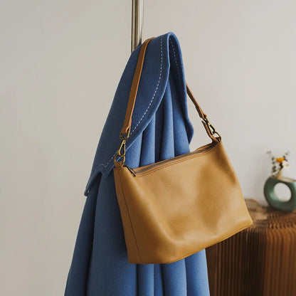 Korean Simple Fashion Cowhide Handbags Large Capacity Solid Commuter Shoulder Bags All-match Purse 2024 New Luxury Bolsas Mujer