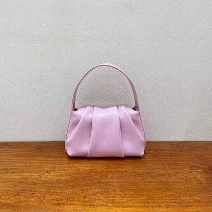 Korean Solid Niche Pleated Cloud Bag Spring Summer 2024 New Large Capacity Handbags Female Luxury Genuine Leather Bolsas Mujer