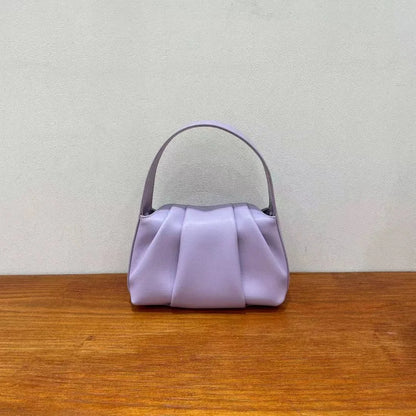 Korean Solid Niche Pleated Cloud Bag Spring Summer 2024 New Large Capacity Handbags Female Luxury Genuine Leather Bolsas Mujer