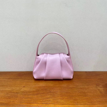 Korean Solid Niche Pleated Cloud Bag Spring Summer 2024 New Large Capacity Handbags Female Luxury Genuine Leather Bolsas Mujer