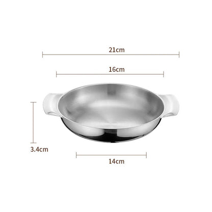 Korean Stainless Steel Shallow Saucepan with Double Ear Seafood Cooking Dry Pots Paella Frying Pan Kitchen Cookware Utensils
