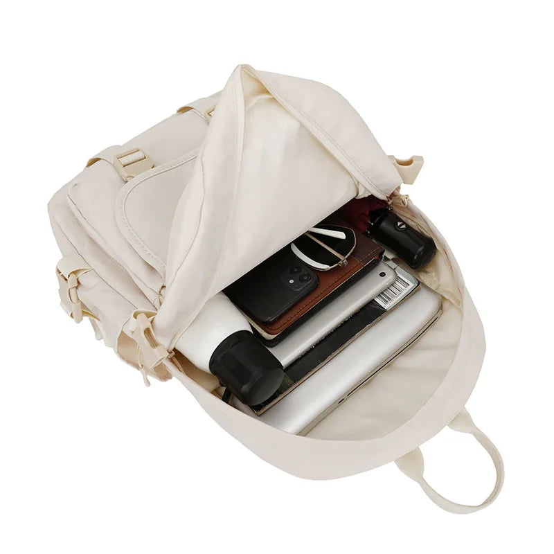 Korean Style Backpack Multifunction Double Zipper Women Backpack For Girls Teenager Japanese Students Laptop School Bags