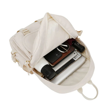 Korean Style Backpack Multifunction Double Zipper Women Backpack For Girls Teenager Japanese Students Laptop School Bags