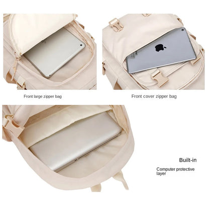 Korean Style Backpack Multifunction Double Zipper Women Backpack For Girls Teenager Japanese Students Laptop School Bags