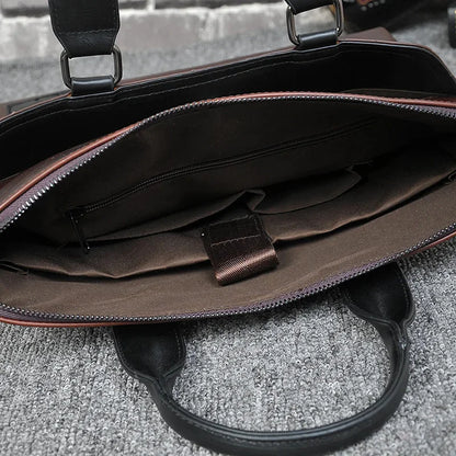 Korean Style Business Men's Briefcase Crazy Horse Leather Handbag Portable Laptop Casual Shoulder Crossbody Bag For Male