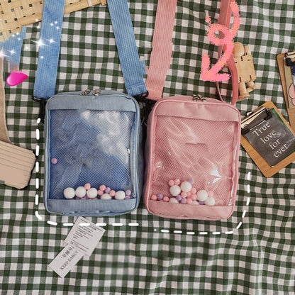 Korean Style Messenger Bag for Women JK Shoulder Bag Girl Clear Crossbody Bag