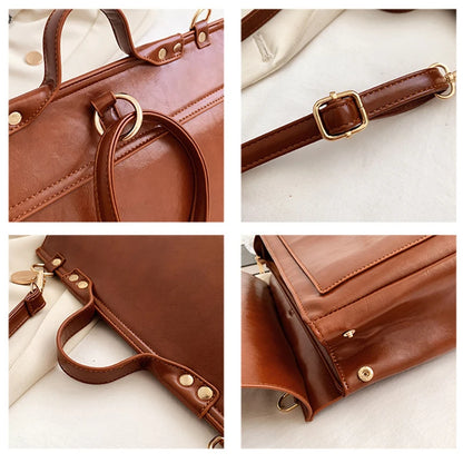 Korean Style Women Backpacks Handbags Female Girl Business Metal Lock ShoulderBags Laptop Bags
