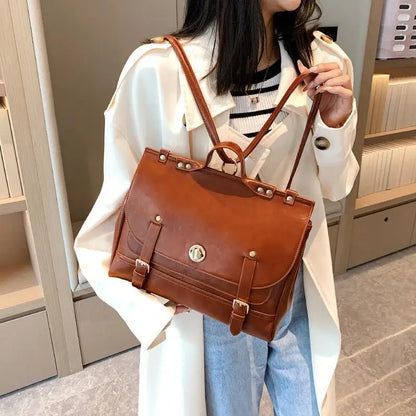 Korean Style Women Backpacks Handbags Female Girl Business Metal Lock ShoulderBags Laptop Bags
