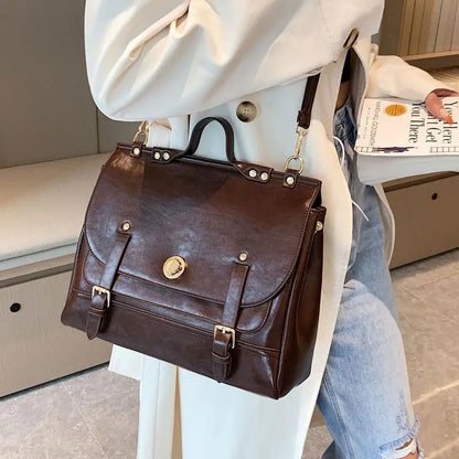 Korean Style Women Backpacks Handbags Female Girl Business Metal Lock ShoulderBags Laptop Bags