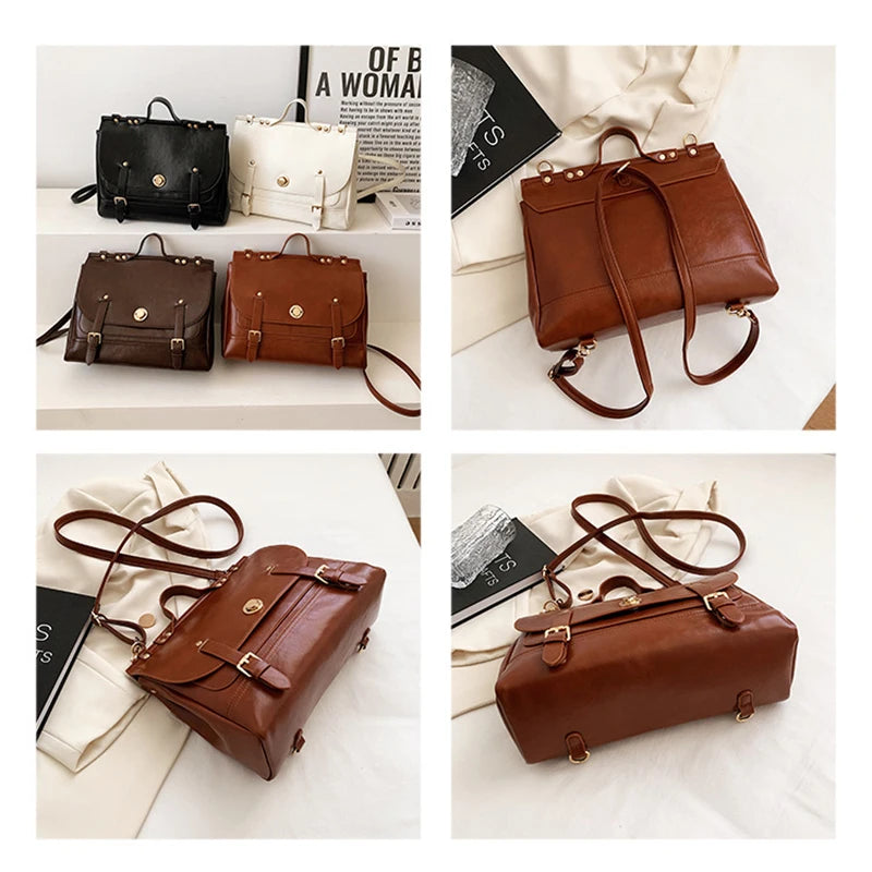 Korean Style Women Backpacks Handbags Female Girl Business Metal Lock ShoulderBags Laptop Bags