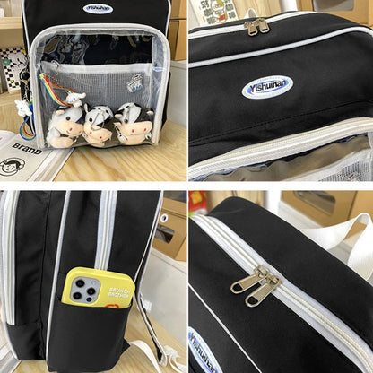 Korean Style Women Girl Backpacks Students School Waterproof Transparent Multiple Pockets Cute ItBags Laptop Bags