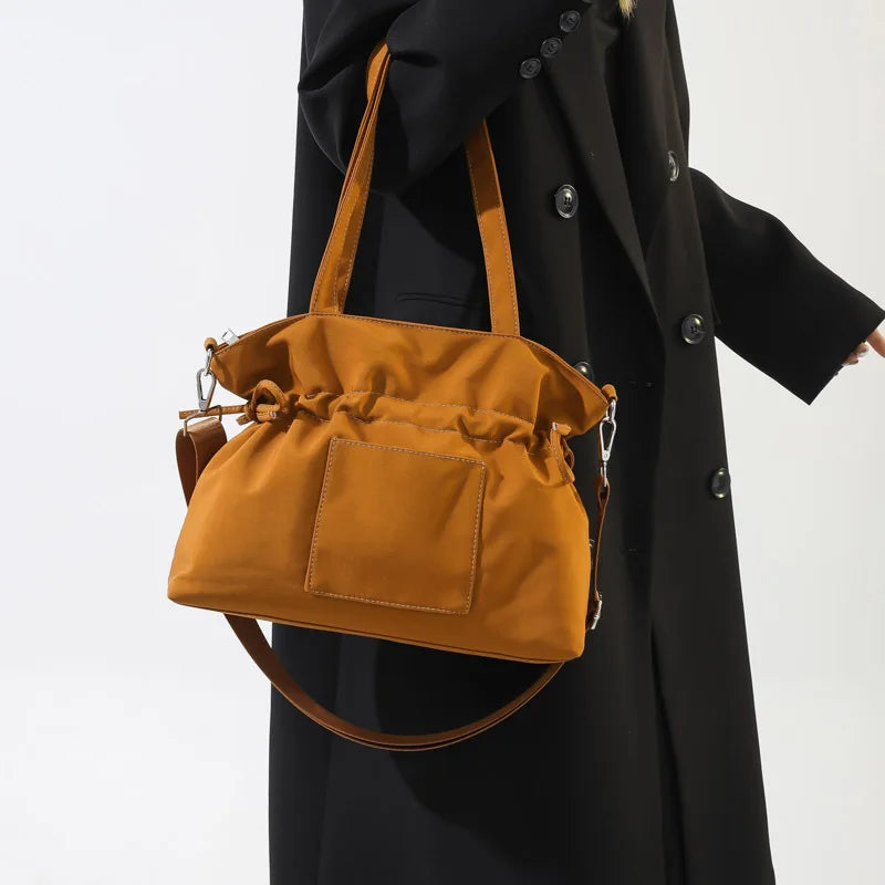 Korean Style Women Minimalist Shoulder Bags Briefcases OL Students Drawstring High Capacity Office HandBags Totes