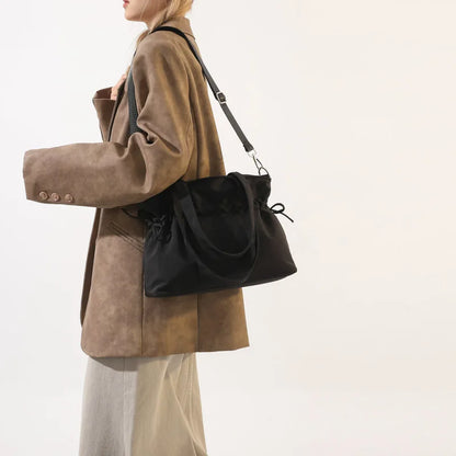 Korean Style Women Minimalist Shoulder Bags Briefcases OL Students Drawstring High Capacity Office HandBags Totes