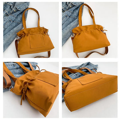 Korean Style Women Minimalist Shoulder Bags Briefcases OL Students Drawstring High Capacity Office HandBags Totes