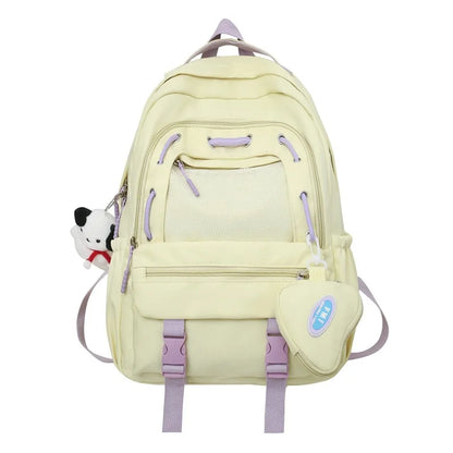 Korean Style Women Multi Pockets Backpacks Preppy Honeycomb Breathable Girl Students School Bags Teenager ShoulderBags