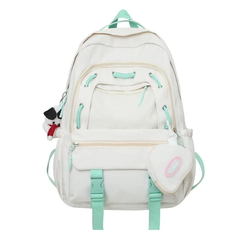 Korean Style Women Multi Pockets Backpacks Preppy Honeycomb Breathable Girl Students School Bags Teenager ShoulderBags