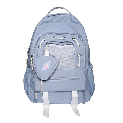 Korean Style Women Multi Pockets Backpacks Preppy Honeycomb Breathable Girl Students School Bags Teenager ShoulderBags
