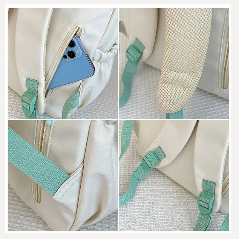 Korean Style Women Multi Pockets Backpacks Preppy Honeycomb Breathable Girl Students School Bags Teenager ShoulderBags