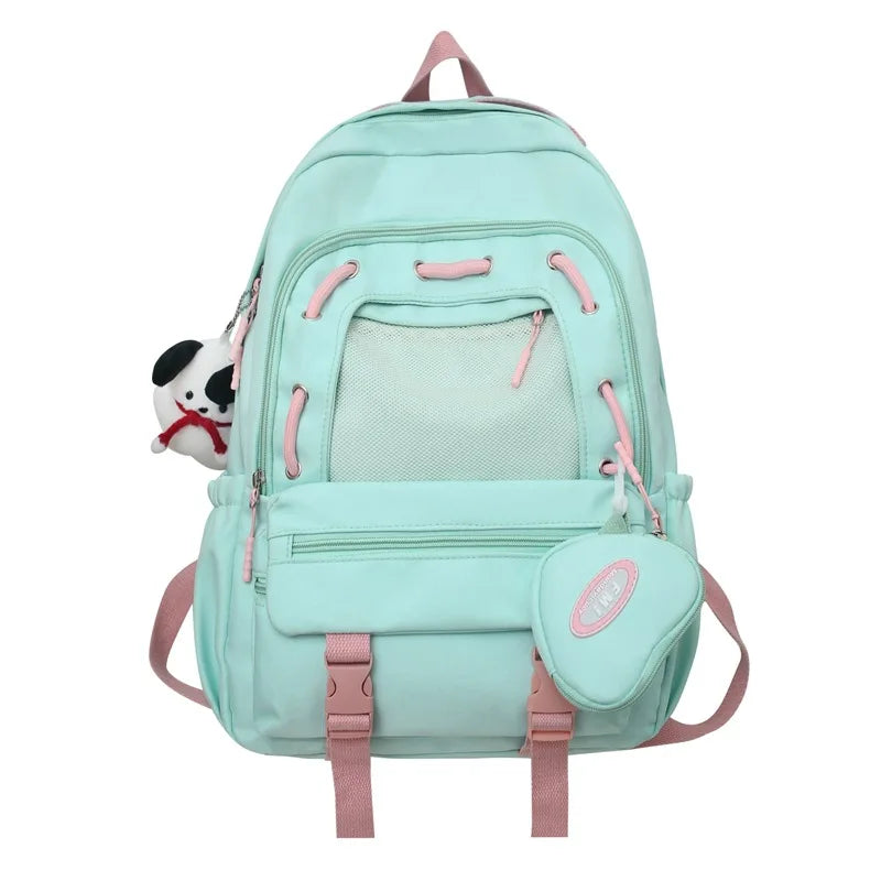 Korean Style Women Multi Pockets Backpacks Preppy Honeycomb Breathable Girl Students School Bags Teenager ShoulderBags