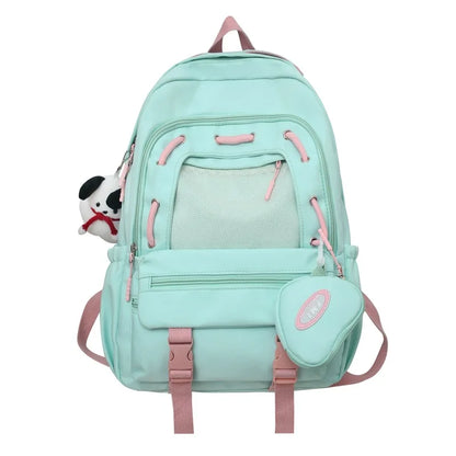 Korean Style Women Multi Pockets Backpacks Preppy Honeycomb Breathable Girl Students School Bags Teenager ShoulderBags