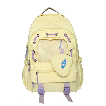 Korean Style Women Multi Pockets Backpacks Preppy Honeycomb Breathable Girl Students School Bags Teenager ShoulderBags