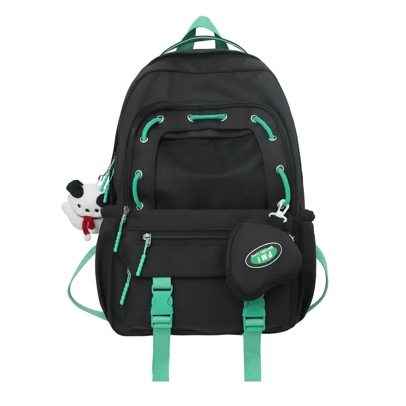 Korean Style Women Multi Pockets Backpacks Preppy Honeycomb Breathable Girl Students School Bags Teenager ShoulderBags
