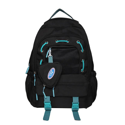 Korean Style Women Multi Pockets Backpacks Preppy Honeycomb Breathable Girl Students School Bags Teenager ShoulderBags