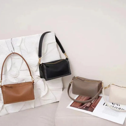 Korean Sweet All-match Shoulder Bags 2024 New Spring New Genuine Leather Underarm Handbags Female Large Capacity Purses Clutch