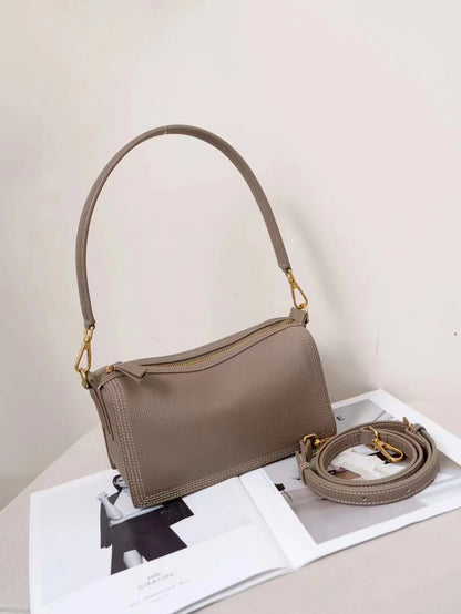 Korean Sweet All-match Shoulder Bags 2024 New Spring New Genuine Leather Underarm Handbags Female Large Capacity Purses Clutch